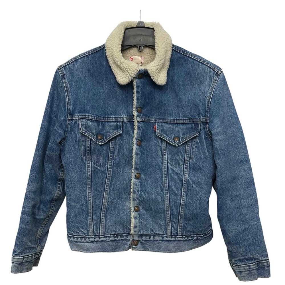 VTG Made In USA 70s Levi's Type III Denim Sherpa‎ Lined Trucker Jacket 42 Medium